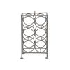 17 Inch Industrial Wine Rack Holder, Rectangular Iron Frame, 6 Bottle Storage, Gunmetal Gray