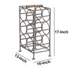 17 Inch Industrial Wine Rack Holder, Rectangular Iron Frame, 6 Bottle Storage, Gunmetal Gray