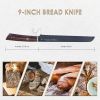 Bread Knife 9 Inch Serrated Non Stick Coating Stainless Steel with Upscale Monzo Wood Handle Bread Knife Birthday Bread Cake Knife with Gift Box