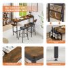 Bar Table Set with wine bottle storage rack. Rustic Brown,47.24'' L x 15.75'' W x 35.43'' H.