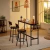 Bar Table Set with wine bottle storage rack. Rustic Brown,47.24'' L x 15.75'' W x 35.43'' H.