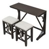 TOPMAX Farmhouse 3-Piece Counter Height Dining Table Set with USB Port and Upholstered Stools,Espresso