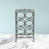 17 Inch Industrial Wine Rack Holder, Rectangular Iron Frame, 6 Bottle Storage, Gunmetal Gray