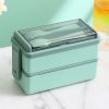 Portable Hermetic Grid Lunch Box School Children Student Bento Box With Fork Spoon Leakproof Microwavable Prevent Odor School