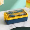 Portable Hermetic Grid Lunch Box School Children Student Bento Box With Fork Spoon Leakproof Microwavable Prevent Odor School